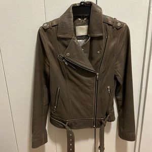 Soia & Kyo Taupe Brown Leather Jacket